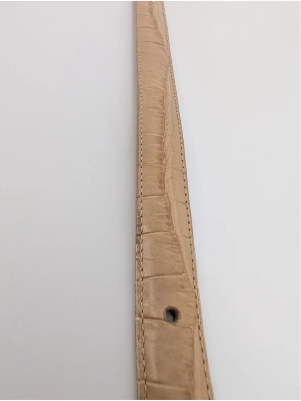 Vintage Brighton C3118 Beige Croc Embossed Leather Heart Buckle Belt L 34